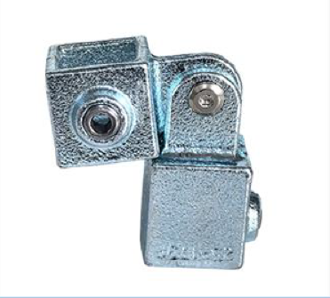 Raccord T court angle orientable – Série 173F, tube carré galvanisé