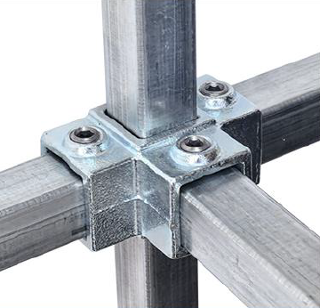 Raccord 3 directions pour tube support – Série 176F, galvanisé