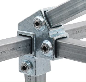 Raccord de charpente partie basse – Série 185F, tube carré galvanisé